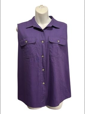 Cabela's Purple Sleeveless Button-Down Utility Shirt size large